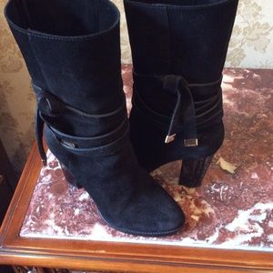 Jimmy Choo black suede mid calf boots, size 37